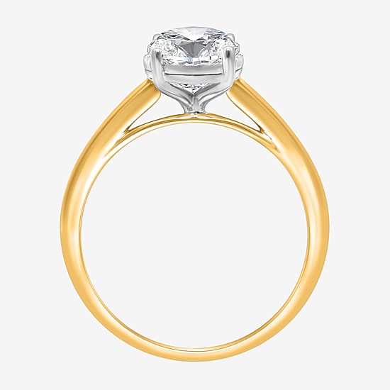 (I / Si2) Womens 2 CT. Lab Grown White Diamond Oval Solitaire Side Stone Engagement Ring
