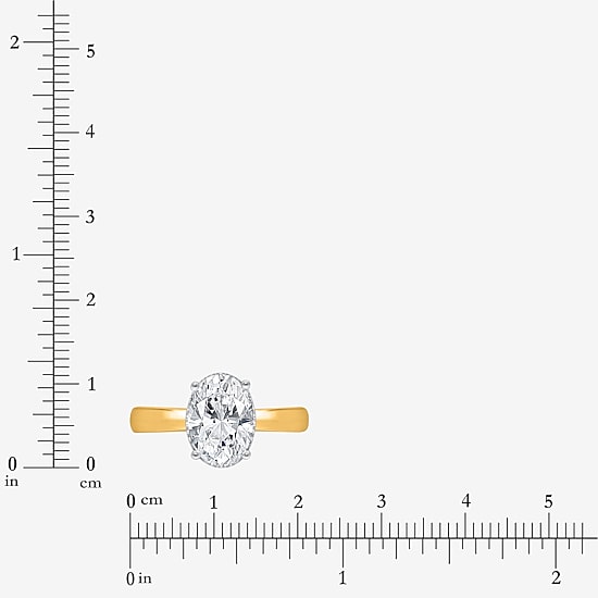 (I / Si2) Womens 2 CT. Lab Grown White Diamond Oval Solitaire Side Stone Engagement Ring