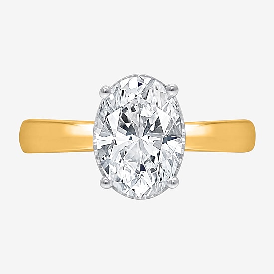 (I / Si2) Womens 2 CT. Lab Grown White Diamond Oval Solitaire Side Stone Engagement Ring