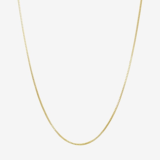 Womens 10K Gold 20 Inch Box Chain Necklace