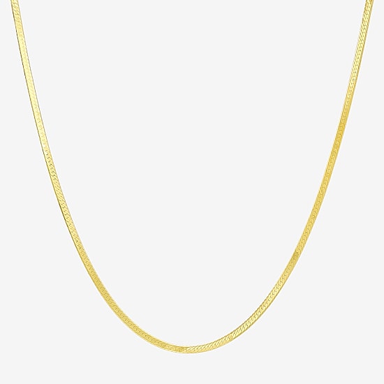 Made in Italy Womens 10K Gold 16 Inch Herringbone Chain Necklace