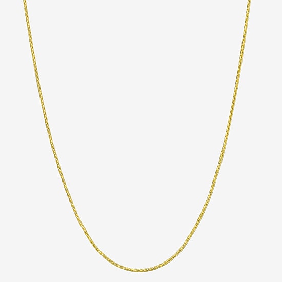 Womens 10K Gold 18 Inch Wheat Chain Necklace