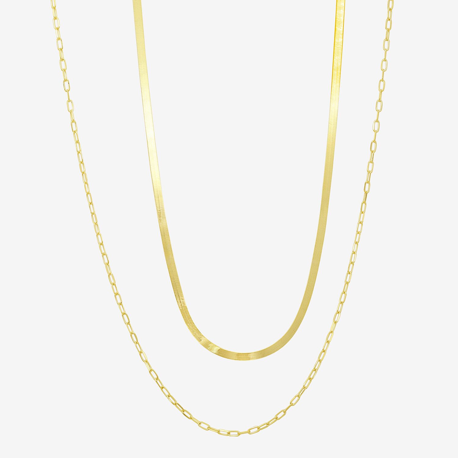 Gold Addiction Womens 10K Gold 16 Inch Herringbone Chain Necklace