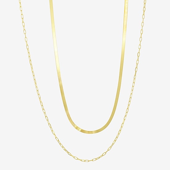 Gold Addiction Womens 10K Gold 16 Inch Herringbone Chain Necklace