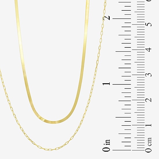 Gold Addiction Womens 10K Gold 16 Inch Herringbone Chain Necklace