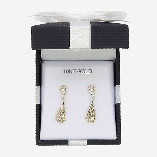 Womens 10K Gold Drop Earrings