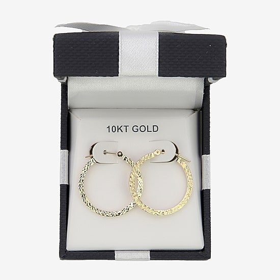 Womens 10K Gold 25mm Round Hoop Earrings