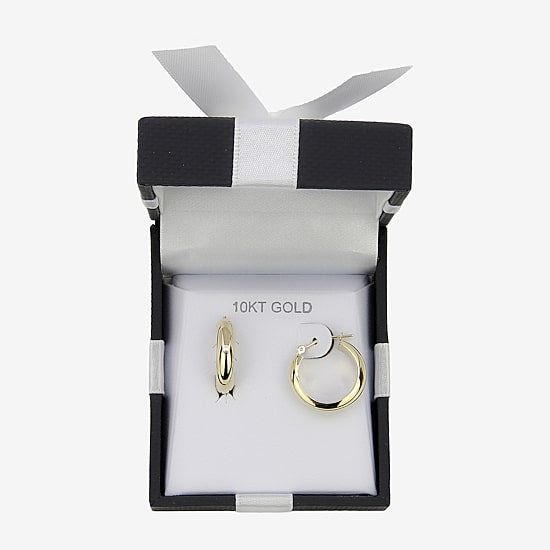 Womens 10K Gold 18mm Round Hoop Earrings