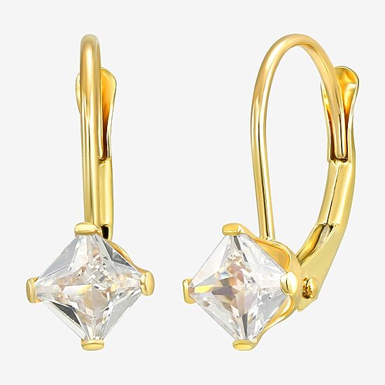 Womens White Cubic Zirconia 14K Gold 12mm Hoop Earrings