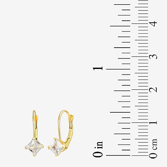 Womens White Cubic Zirconia 14K Gold 12mm Hoop Earrings