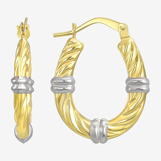 Womens 14K Gold 12mm Oval Hoop Earrings