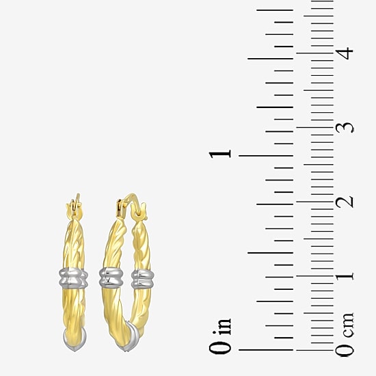 Womens 14K Gold 12mm Oval Hoop Earrings