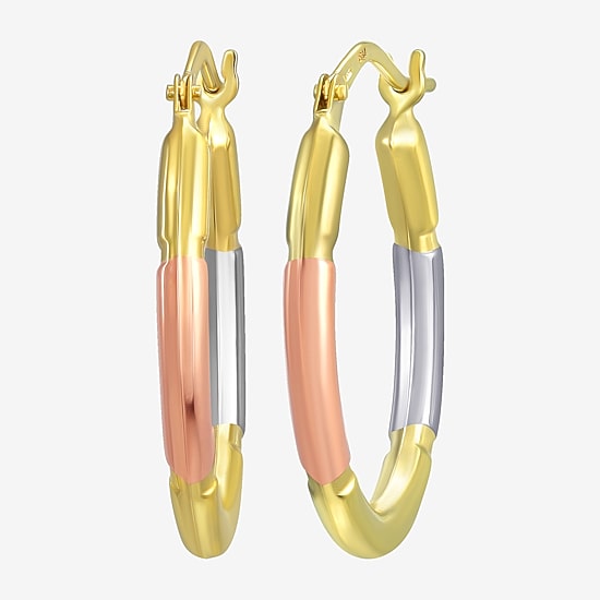 Womens 14K Gold 22.9mm Oval Hoop Earrings