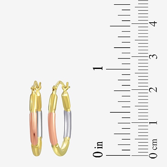 Womens 14K Gold 22.9mm Oval Hoop Earrings