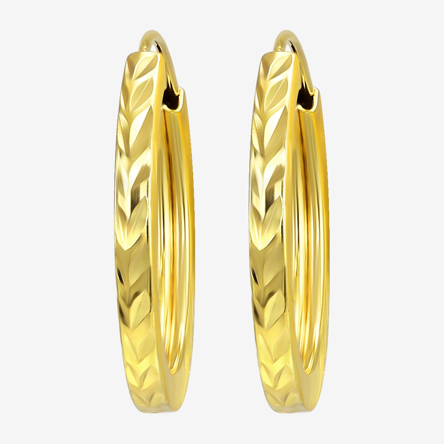 Womens 10K Gold 14.2mm Round Hoop Earrings