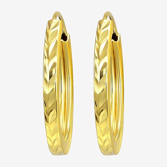 Womens 10K Gold 14.2mm Round Hoop Earrings