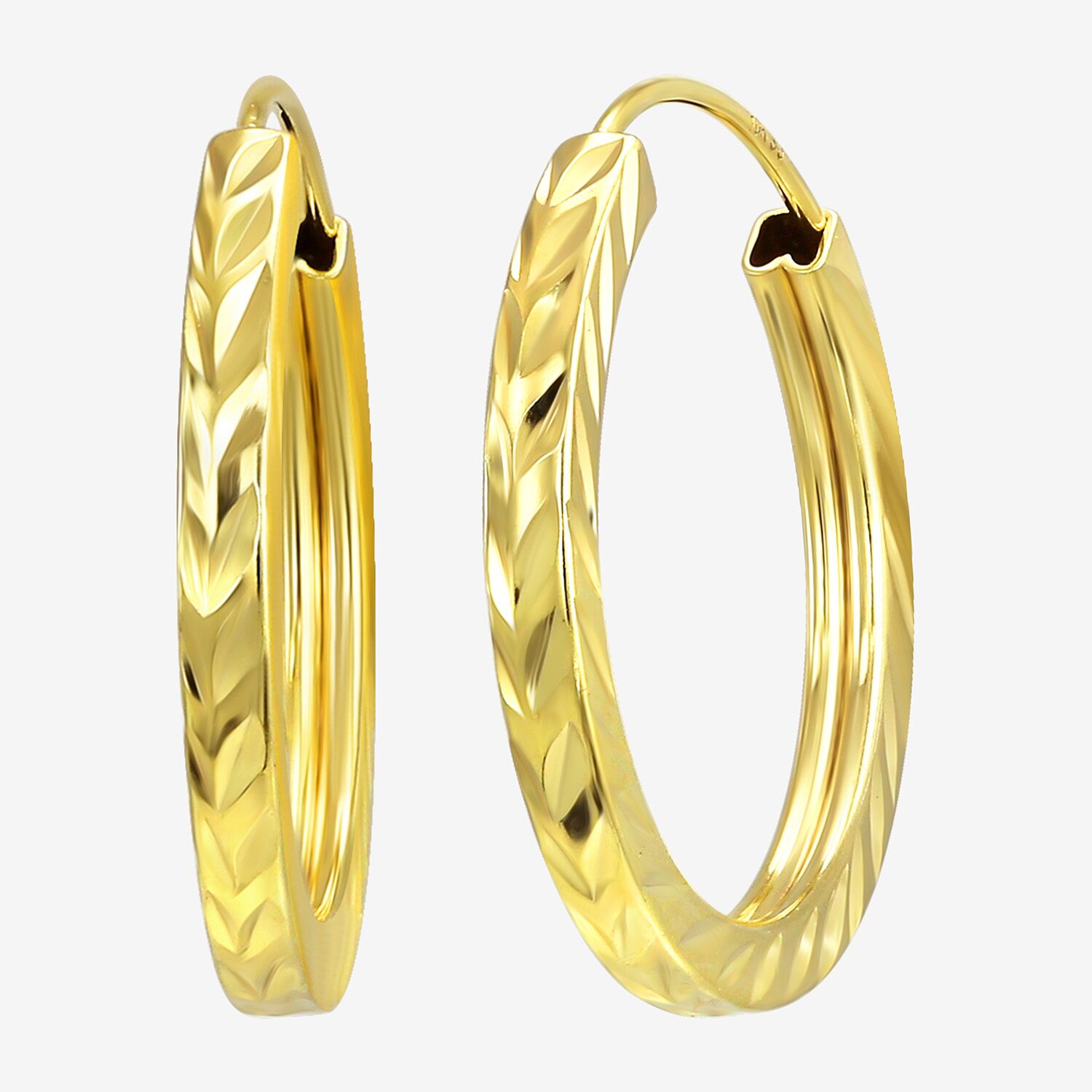 Womens 10K Gold 14.2mm Round Hoop Earrings