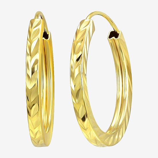 Womens 10K Gold 14.2mm Round Hoop Earrings