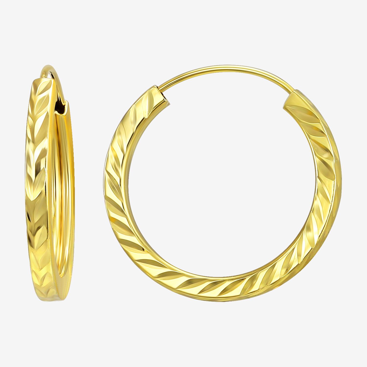 Womens 10K Gold 14.2mm Round Hoop Earrings