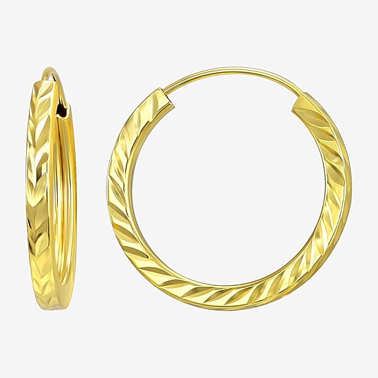 Womens 10K Gold 14.2mm Round Hoop Earrings