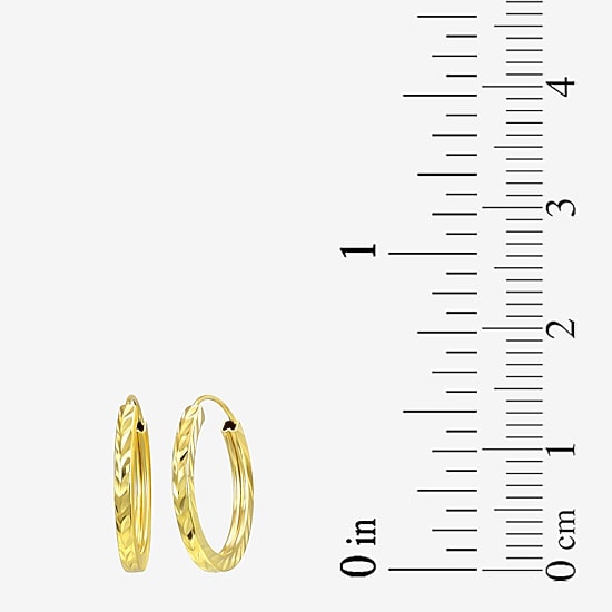 Womens 10K Gold 14.2mm Round Hoop Earrings