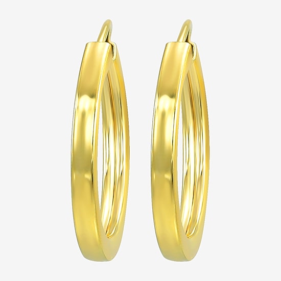 Womens 10K Gold 14.2mm Round Hoop Earrings