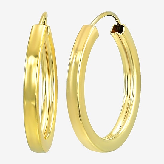Womens 10K Gold 14.2mm Round Hoop Earrings