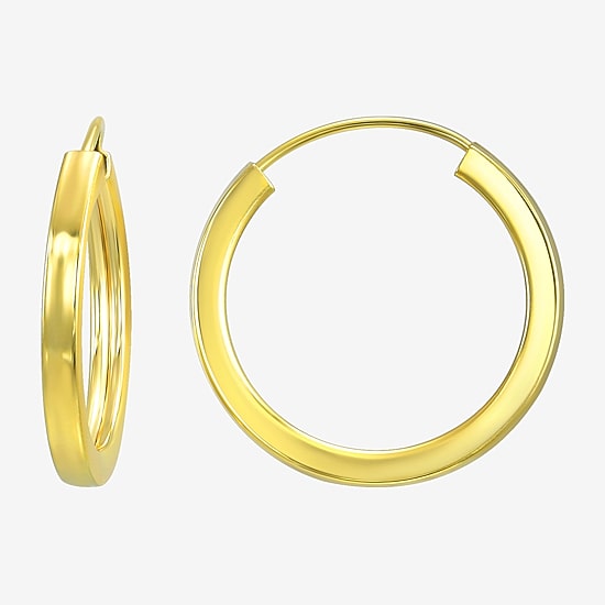 Womens 10K Gold 14.2mm Round Hoop Earrings