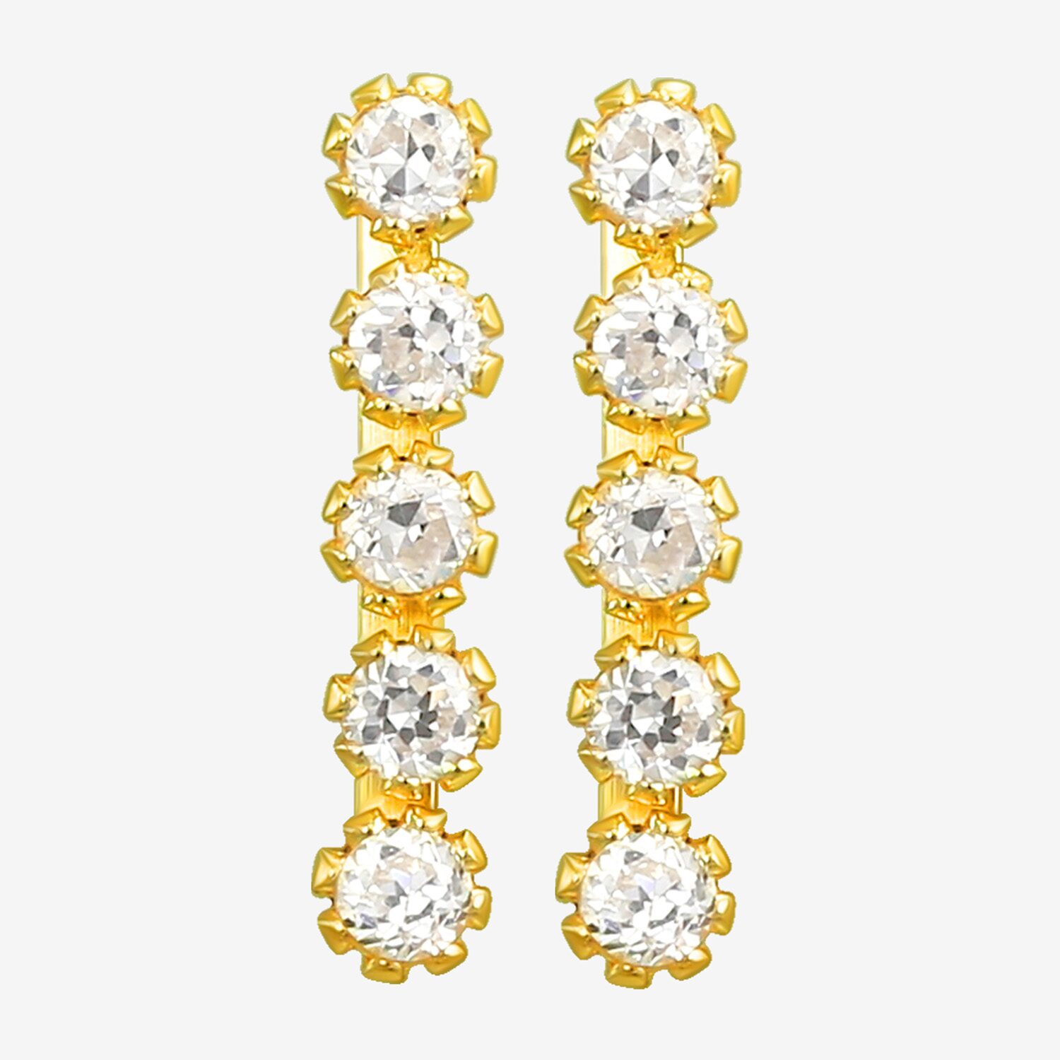 White Cubic Zirconia 10K Gold Stud Earrings