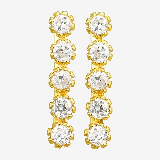 White Cubic Zirconia 10K Gold Stud Earrings
