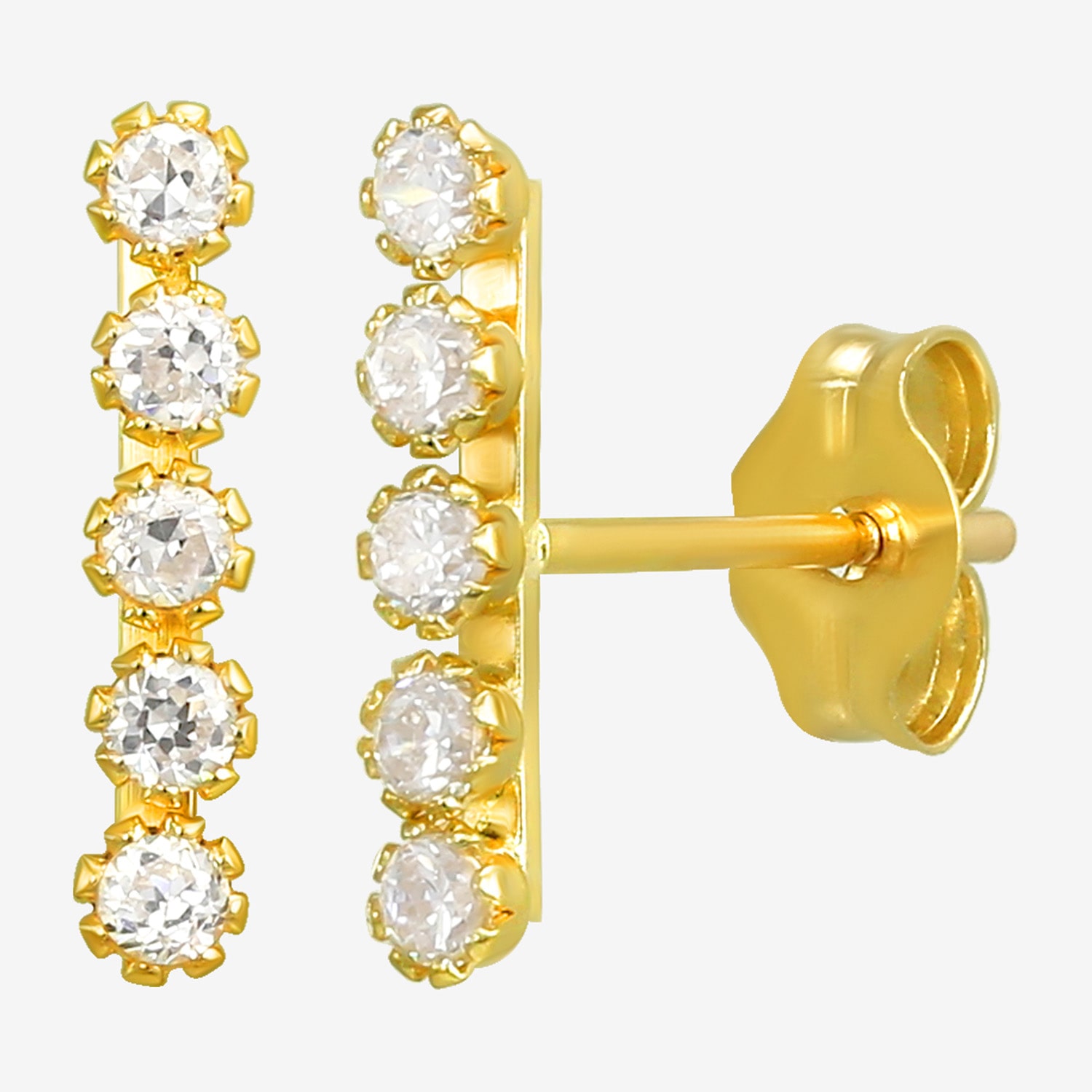 White Cubic Zirconia 10K Gold Stud Earrings