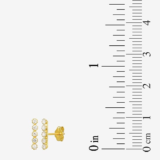 White Cubic Zirconia 10K Gold Stud Earrings