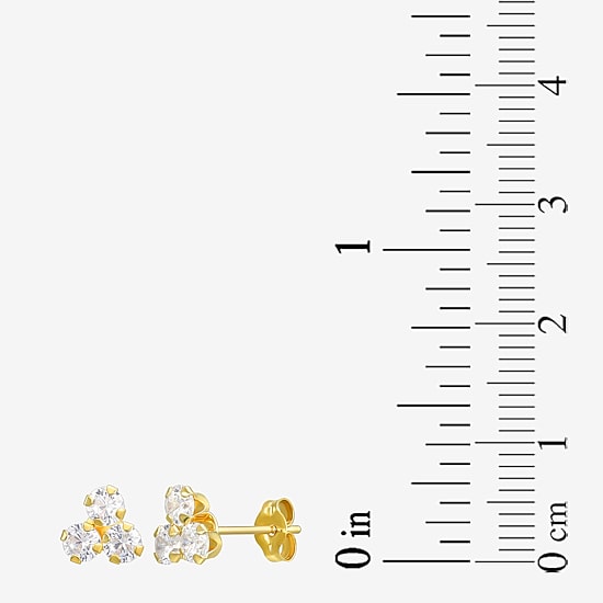White Cubic Zirconia 10K Gold 6mm Stud Earrings