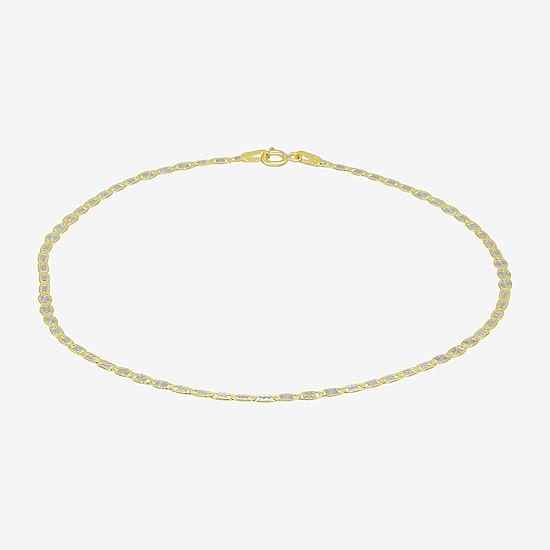 Made in Italy Womens 10K Gold 10 Inch Hollow Ankle Bracelet
