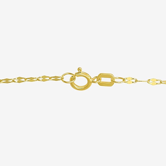 Womens 10K Gold 9 Inch Hollow Link Ankle Bracelet