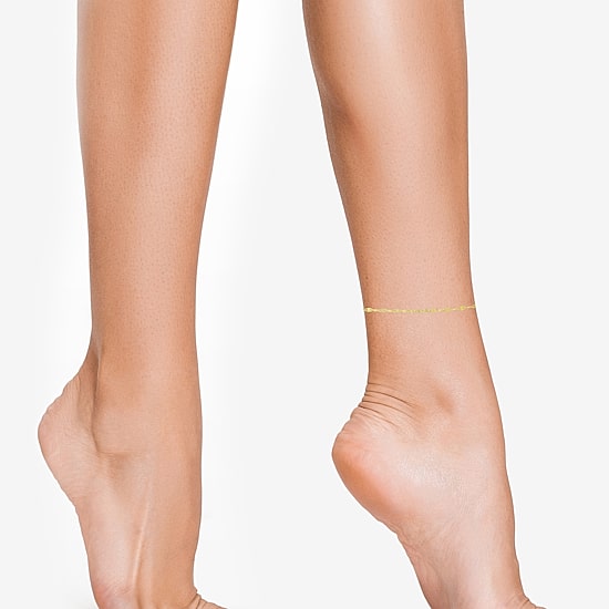 Womens 10K Gold 9 Inch Hollow Link Ankle Bracelet