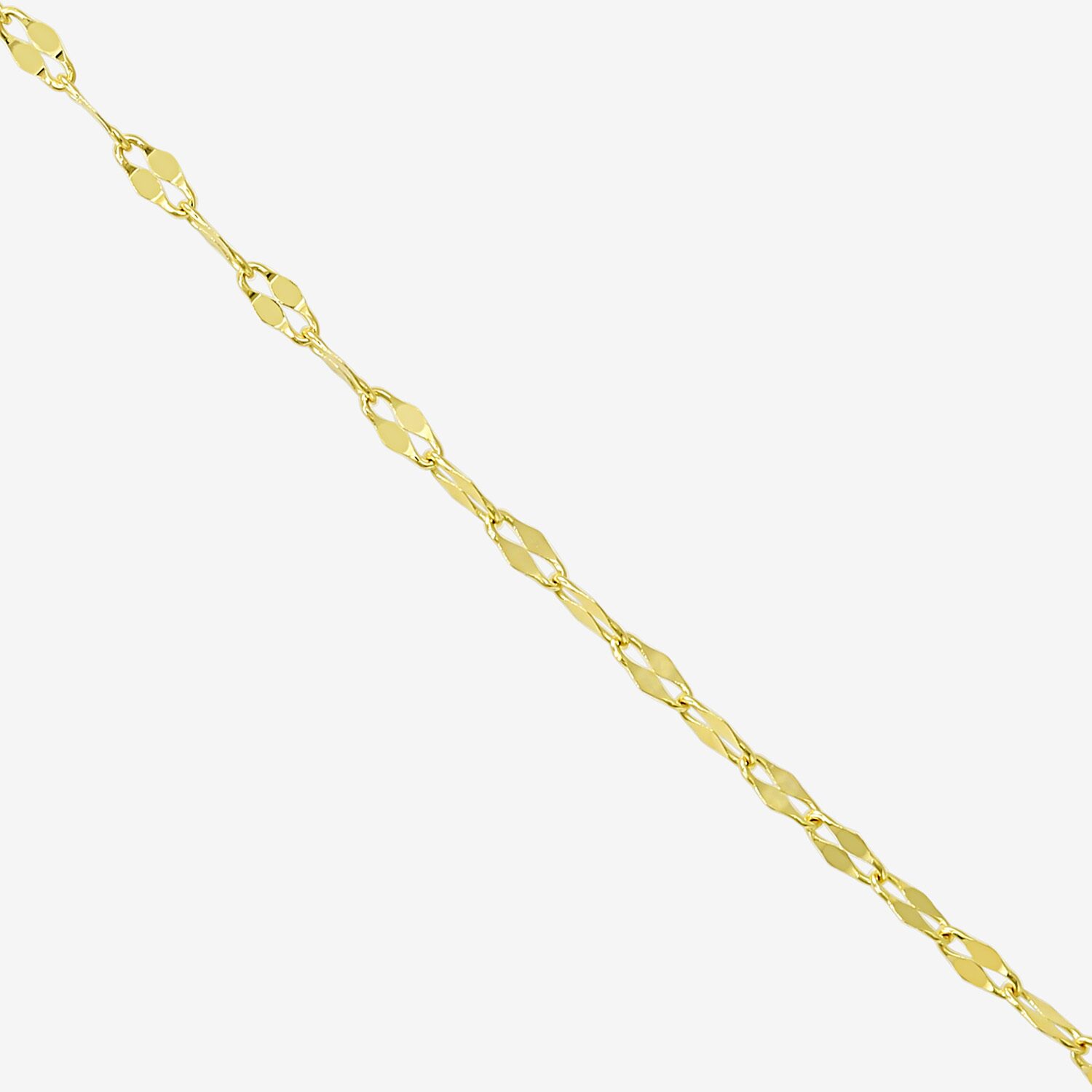 Womens 10K Gold 9 Inch Hollow Link Ankle Bracelet