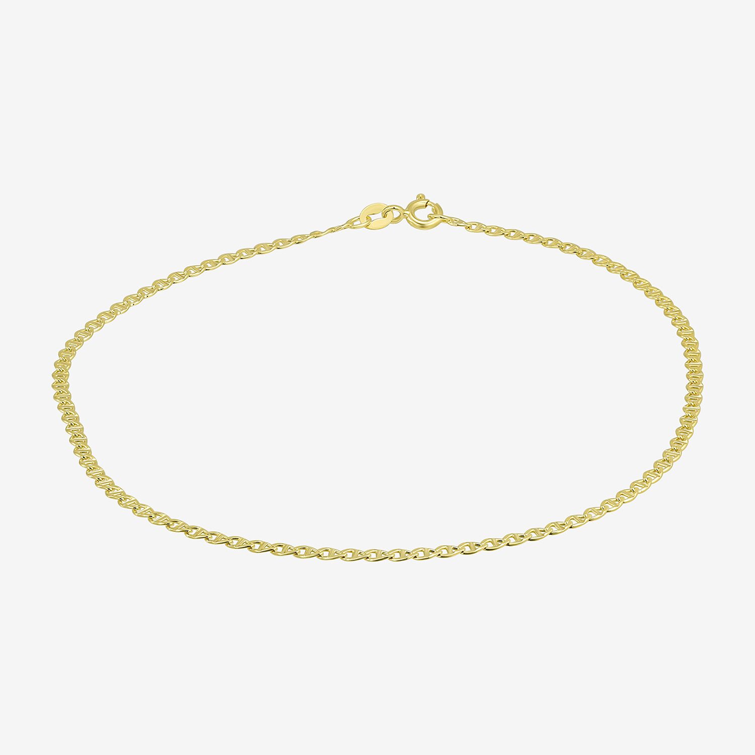 Made in Italy Womens 10K Gold 10 Inch Hollow Ankle Bracelet