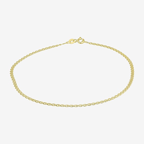 Made in Italy Womens 10K Gold 10 Inch Hollow Ankle Bracelet