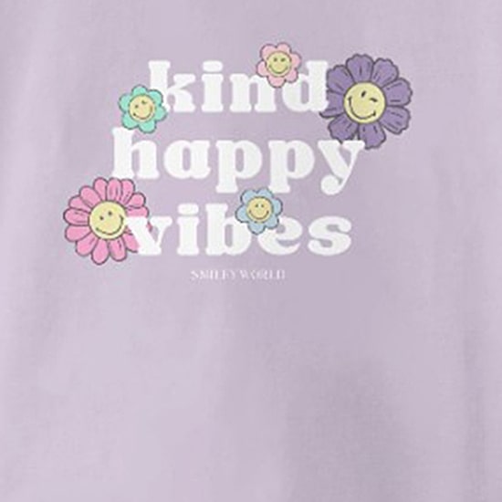 Smiley Big Kid Girls Crew Neck Short Sleeve Regular Fit Graphic T-Shirt