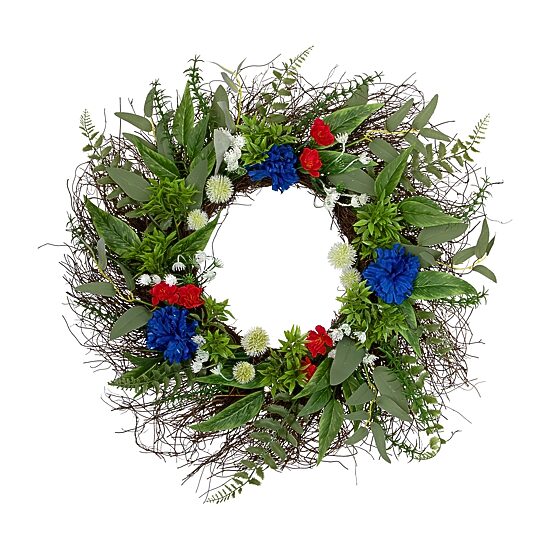 Northlight 24" Buttonbush And Carnation Floral Wreath