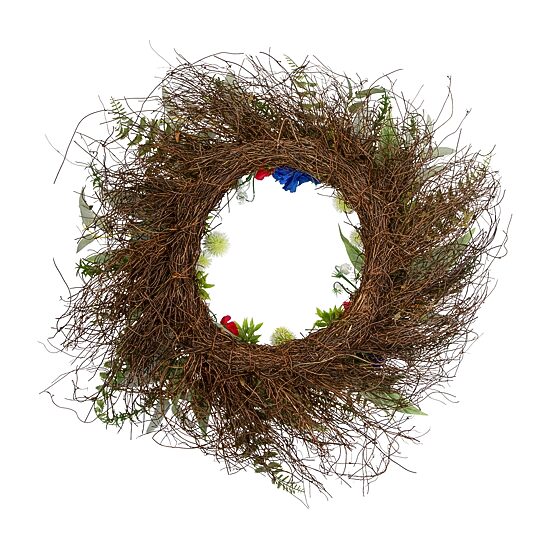 Northlight 24" Buttonbush And Carnation Floral Wreath