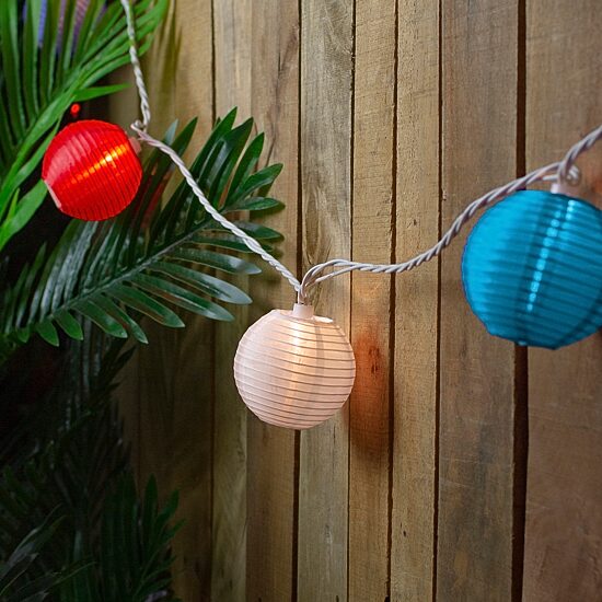 Northlight 8.5ft Paper Lantern Patio Set - Red White And Blue String Lights