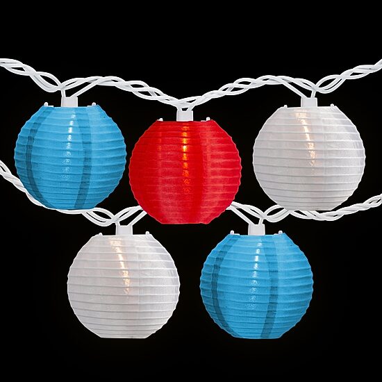 Northlight 8.5ft Paper Lantern Patio Set - Red White And Blue String Lights