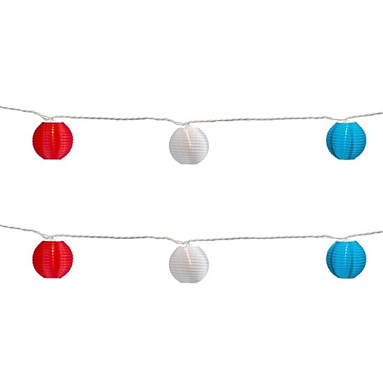 Northlight 8.5ft Paper Lantern Patio Set - Red White And Blue String Lights