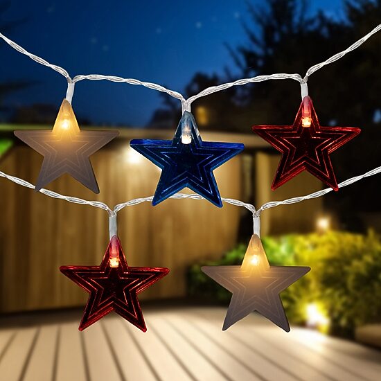 Northlight 9.5ft Americana Stars - Clear Wire String Lights