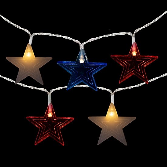 Northlight 9.5ft Americana Stars - Clear Wire String Lights