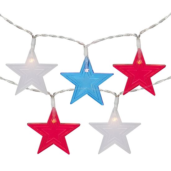Northlight 9.5ft Americana Stars - Clear Wire String Lights