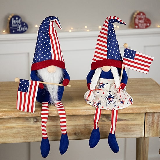 Northlight 21.25" Stars And Stripes With Dangling Legs 2-pc. Gnome