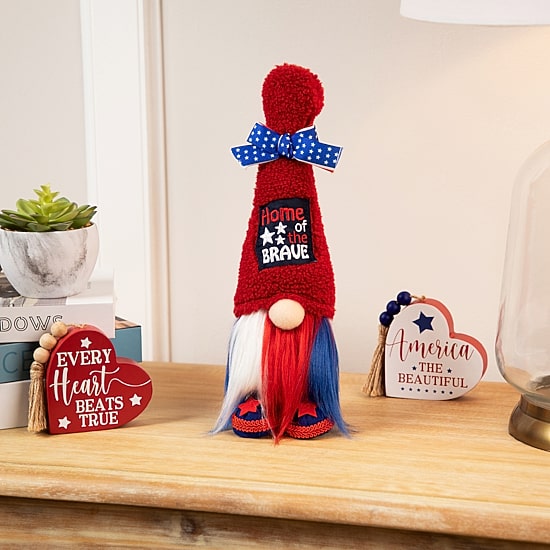 Northlight 13" Home Of The Brave - Red And Blue Gnome